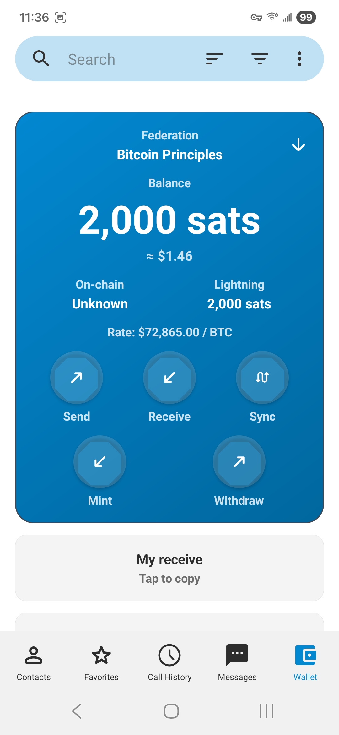 Cyber Phone wallet screen
